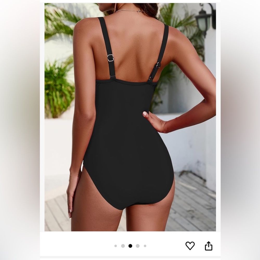 KI LAPHEE  Tummy Control Bathing Suit Modest Swimwear Criss Cross Tapes, M - Picture 3 of 3